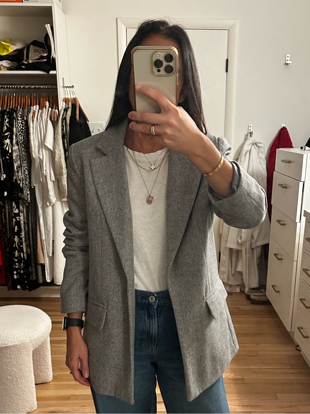 Zara Light Gray Oversized Tailored Blazer